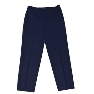 ST. JOHN Caviar Emma Dress Pants 10 Blue Marocain Straight Leg Wool Spandex